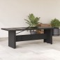 Mesa de jardim com tampo de vidro 240x90x75 cm vime PE preto