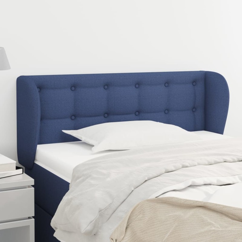 Cabeceira de cama c/ abas tecido 93x23x78/88 cm azul-Cabeceiras e estribos de camas-Home Retail