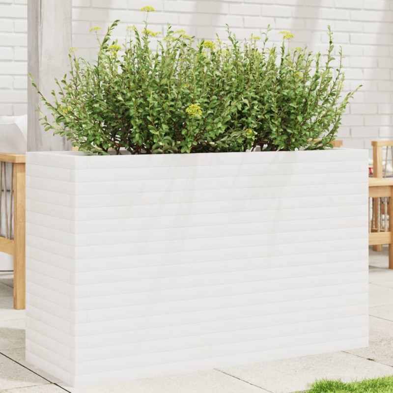 Vaso/floreira de jardim 110x40x68,5 cm pinho maciço branco-Vasos e floreiras-Home Retail