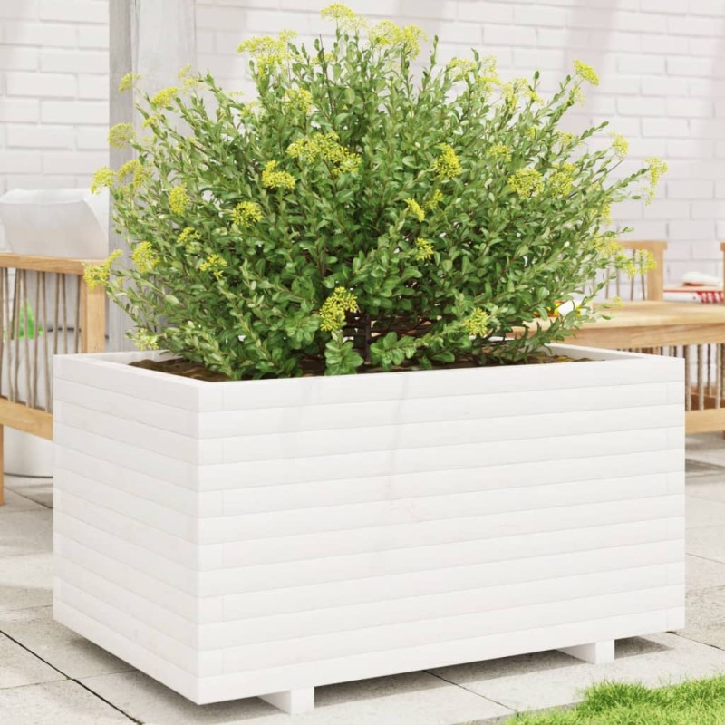 Vaso/floreira de jardim 90x60x49,5 cm pinho maciço branco-Vasos e floreiras-Home Retail