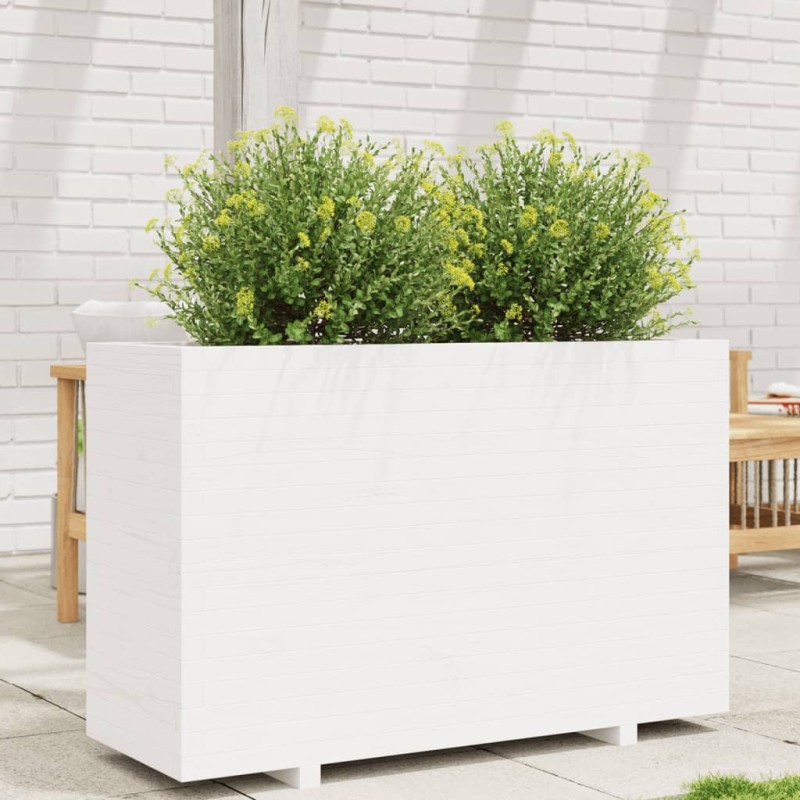 Vaso/floreira de jardim 110x40x72,5 cm pinho maciço branco-Vasos e floreiras-Home Retail