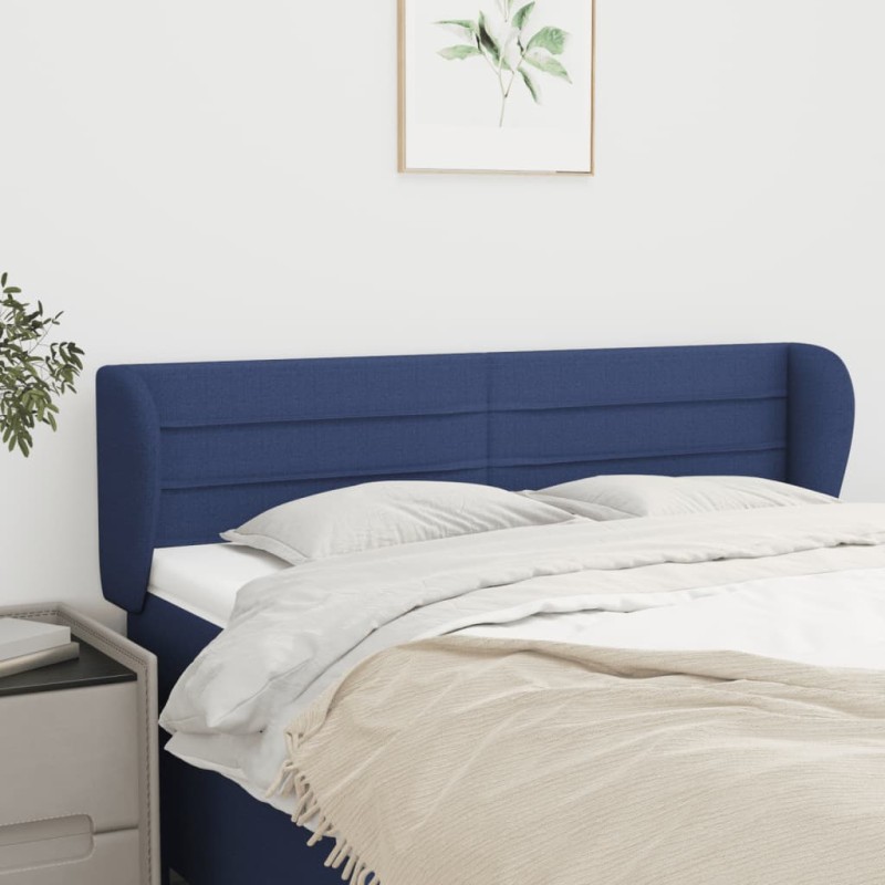 Cabeceira de cama c/ abas tecido 147x23x78/88 cm azul-Cabeceiras e estribos de camas-Home Retail