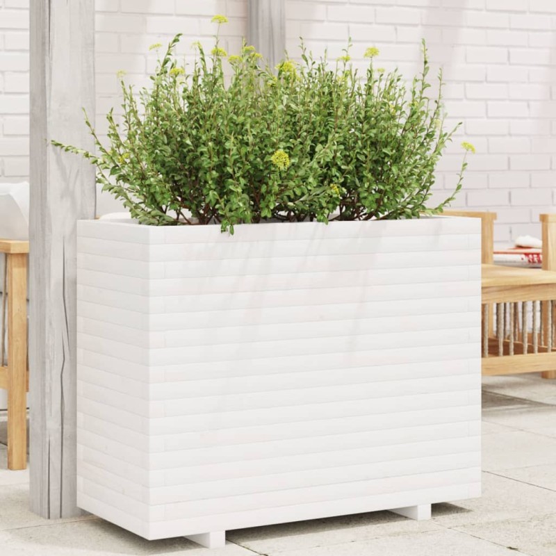 Vaso/floreira de jardim 90x40x72 cm pinho maciço branco-Vasos e floreiras-Home Retail