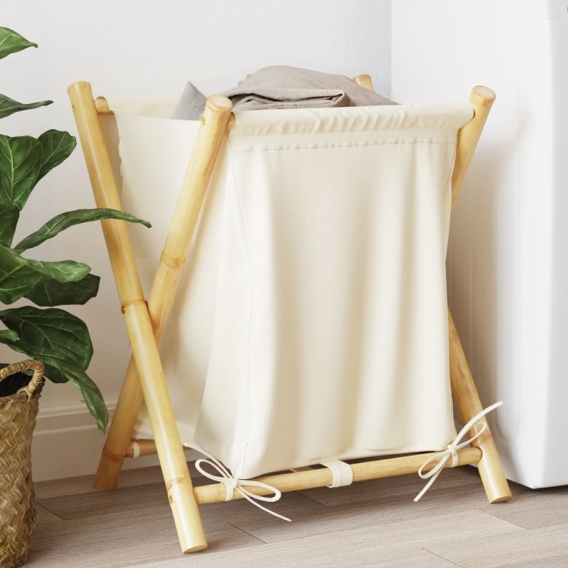 Cesto de roupa 45x55x63,5 cm bambu creme-Cestos para lavandaria-Home Retail