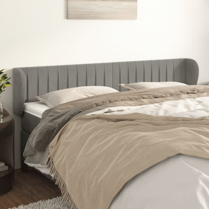 Cabeceira de cama c/ abas veludo 183x23x78/88 cm cinzento-claro-Cabeceiras e estribos de camas-Home Retail