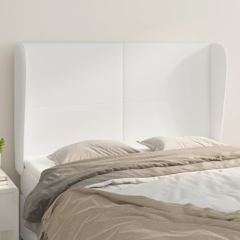 Cabeceira cama c/ abas couro artificial 147x23x118/128cm branco-Cabeceiras e estribos de camas-Home Retail