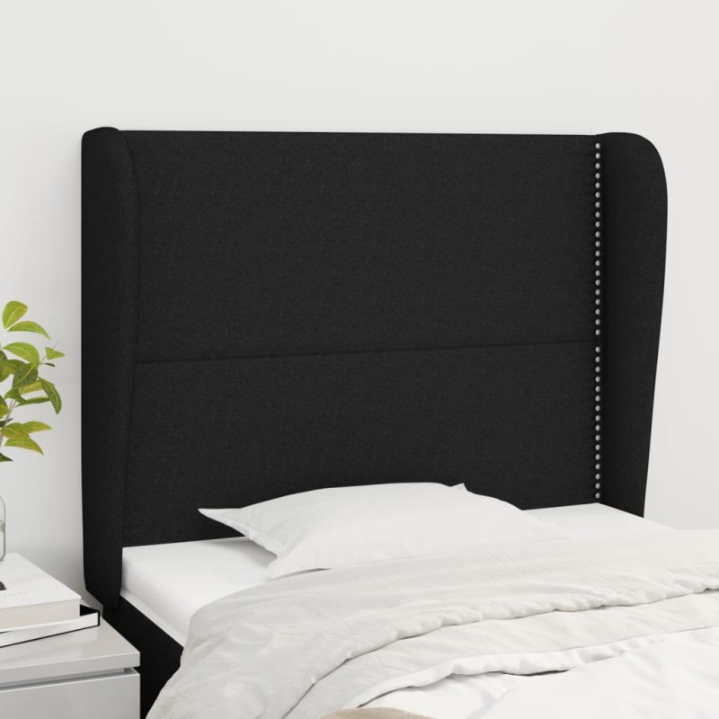 Cabeceira de cama c/ abas tecido 83x23x118/128 cm preto-Cabeceiras e estribos de camas-Home Retail