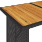 Mesa de jardim com tampo de madeira 110x68x70 cm vime PE preto