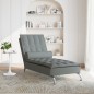 Chaise lounge de massagem com rolo tecido cinzento-escuro