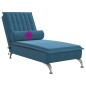 Chaise lounge de massagem com rolo veludo azul