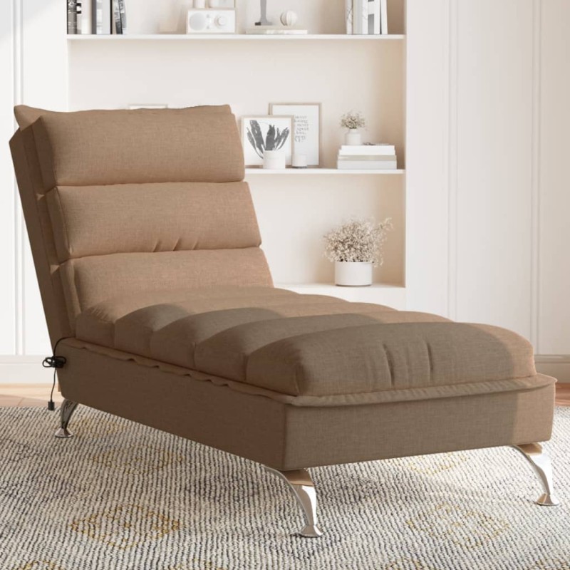 Chaise lounge de massagem com almofadões tecido castanho-Cadeiras de descanso-Home Retail