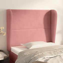 Cabeceira cama c/ abas veludo 103x23x118/128 cm rosa