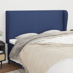 Cabeceira de cama c/ abas tecido 203x23x118/128 cm azul