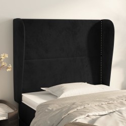 Cabeceira de cama c/ abas veludo 93x23x118/128 cm preto