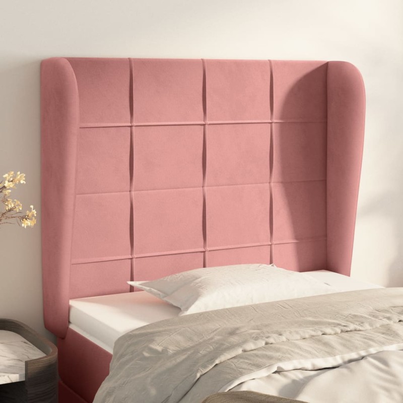 Cabeceira cama c/ abas veludo 103x23x118/128 cm rosa-Cabeceiras e estribos de camas-Home Retail