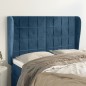 Cabeceira cama c/ abas veludo 147x23x118/128 cm azul-escuro