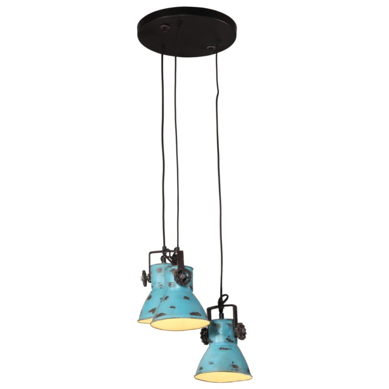 Candeeiro suspenso 25 W 30x30x100 cm E27 azul desgastado-Candeeiros-Home Retail