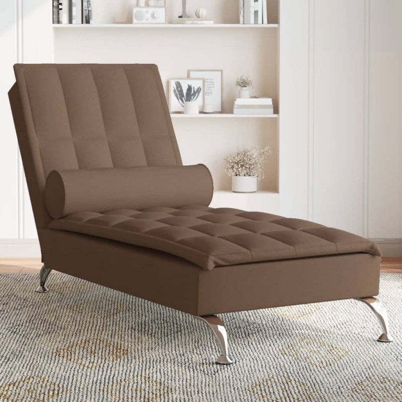 Chaise lounge de massagem com rolo tecido castanho-Cadeiras de descanso-Home Retail