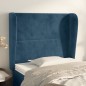 Cabeceira cama c/ abas veludo 93x23x118/128 cm azul-escuro