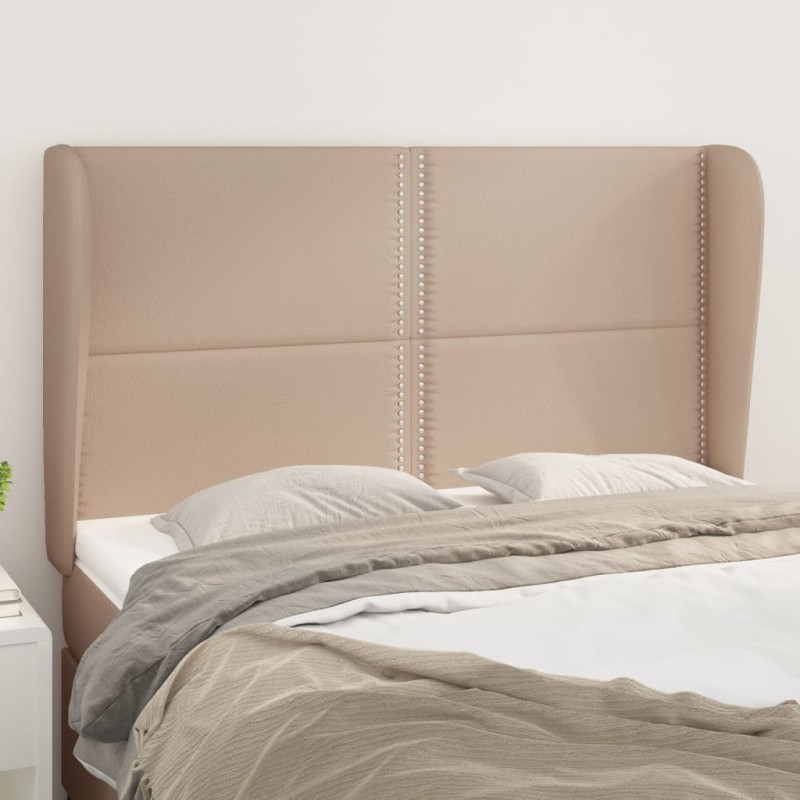 Cabeceira cama c/ abas couro artif. 147x23x118/128cm cappuccino-Cabeceiras e estribos de camas-Home Retail