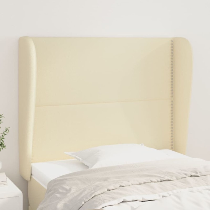 Cabeceira cama c/ abas couro artificial 93x23x118/128 cm creme-Cabeceiras e estribos de camas-Home Retail