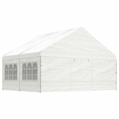 Gazebo com telhado 4,46x5,88x3,75 m polietileno branco