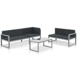 Conjunto lounge p/ jardim com almofadas 3 pcs alumínio preto