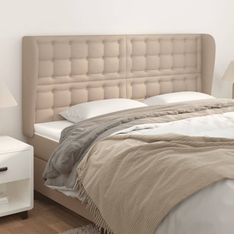 Cabeceira cama c/ abas couro artif. 203x23x118/128cm cappuccino-Cabeceiras e estribos de camas-Home Retail