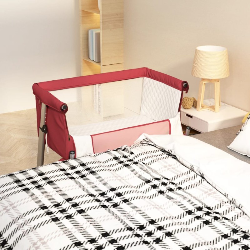 Cama de bebé com colchão tecido de linho vermelho-Berços e camas infantis-Home Retail