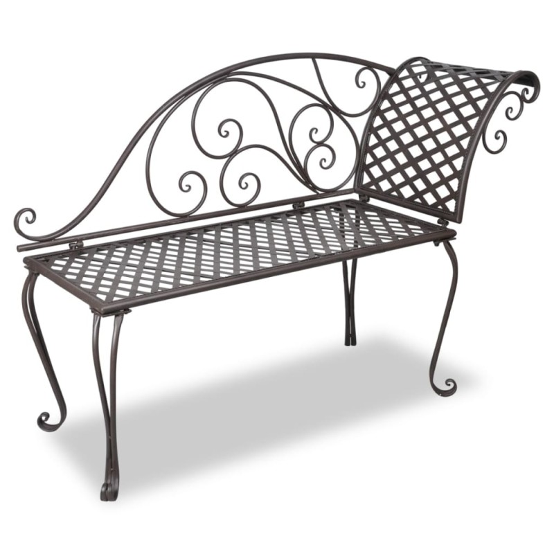 Chaise lounge para jardim 128 cm aço antigo castanho-Bancos de jardim-Home Retail