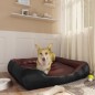 Cama para cães 80x68x23 cm couro artificial preto e castanho