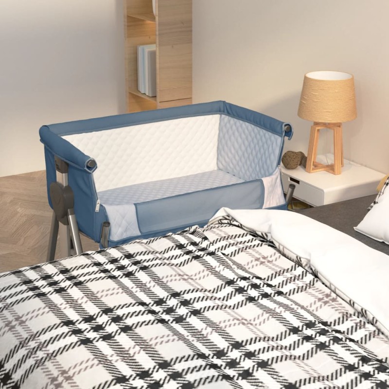 Cama de bebé com colchão tecido de linho azul marinho-Berços e camas infantis-Home Retail