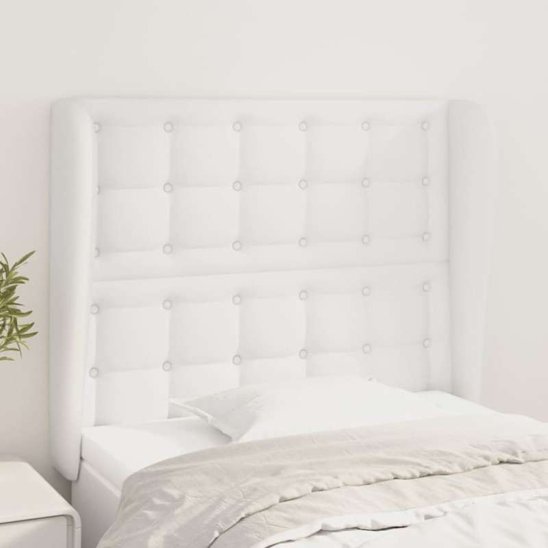 Cabeceira cama c/ abas couro artificial 103x23x118/128cm branco-Cabeceiras e estribos de camas-Home Retail