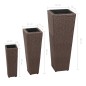 Floreiras de jardim altas 3 pcs vime PE castanho