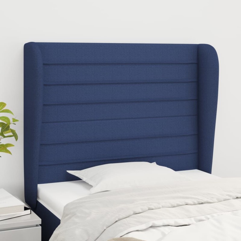 Cabeceira de cama c/ abas tecido 83x23x118/128 cm azul-Cabeceiras e estribos de camas-Home Retail