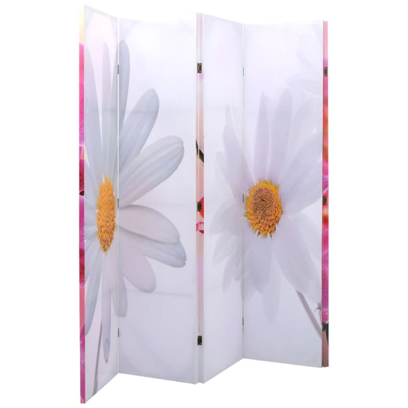 Biombo dobrável com estampa de flores 200x170 cm-Biombos-Home Retail