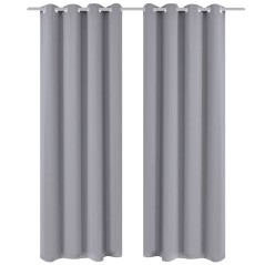 Cortinas opacas com anéis metálicos, cinzento, 2 pcs,135 x 245 cm