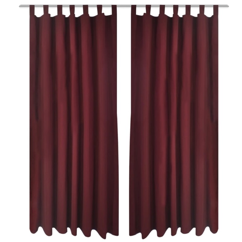 Cortinas de cetim com laços 2 pcs 140 x 245 cm bordô-Persianas e cortinas-Home Retail