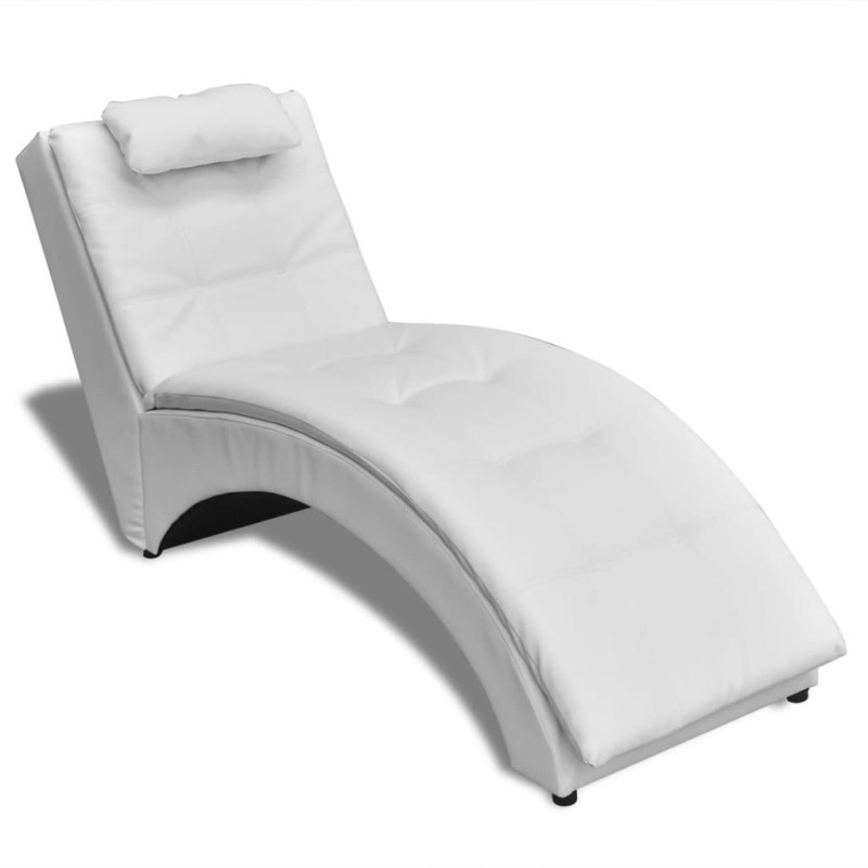 Chaise longue com almofada couro artificial branco-Cadeiras de descanso-Home Retail