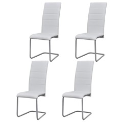 Cadeiras de jantar cantilever 4 pcs couro artificial branco