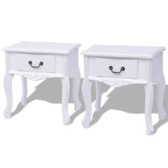 Mesas de cabeceira, 2 pcs, MDF, branco