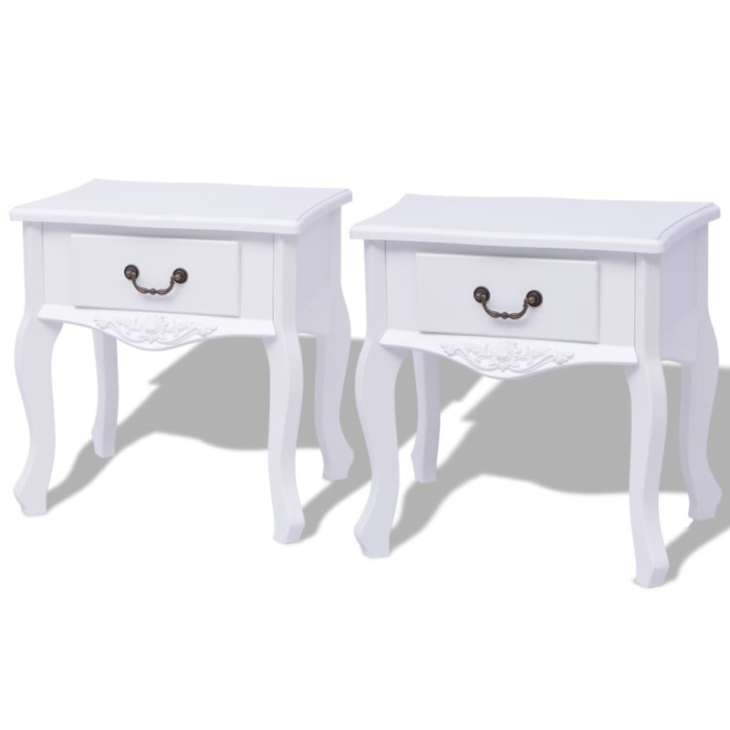 Mesas de cabeceira, 2 pcs, MDF, branco-Mesas de apoio-Home Retail