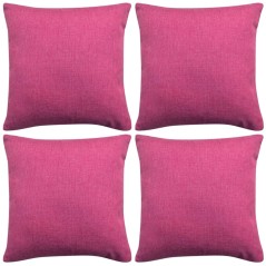 Capa de almofada 4 pcs aspeto de linho 80x80 cm rosa