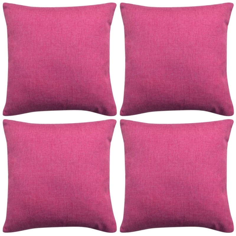 Capa de almofada 4 pcs aspeto de linho 80x80 cm rosa-Almofadas-Home Retail