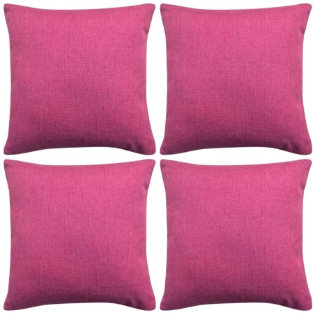 Capa de almofada 4 pcs aspeto de linho 80x80 cm rosa