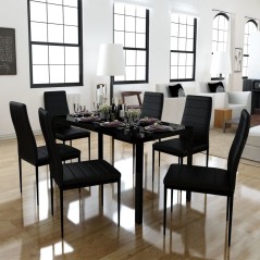 Conjunto mesa de jantar 7 pcs preto