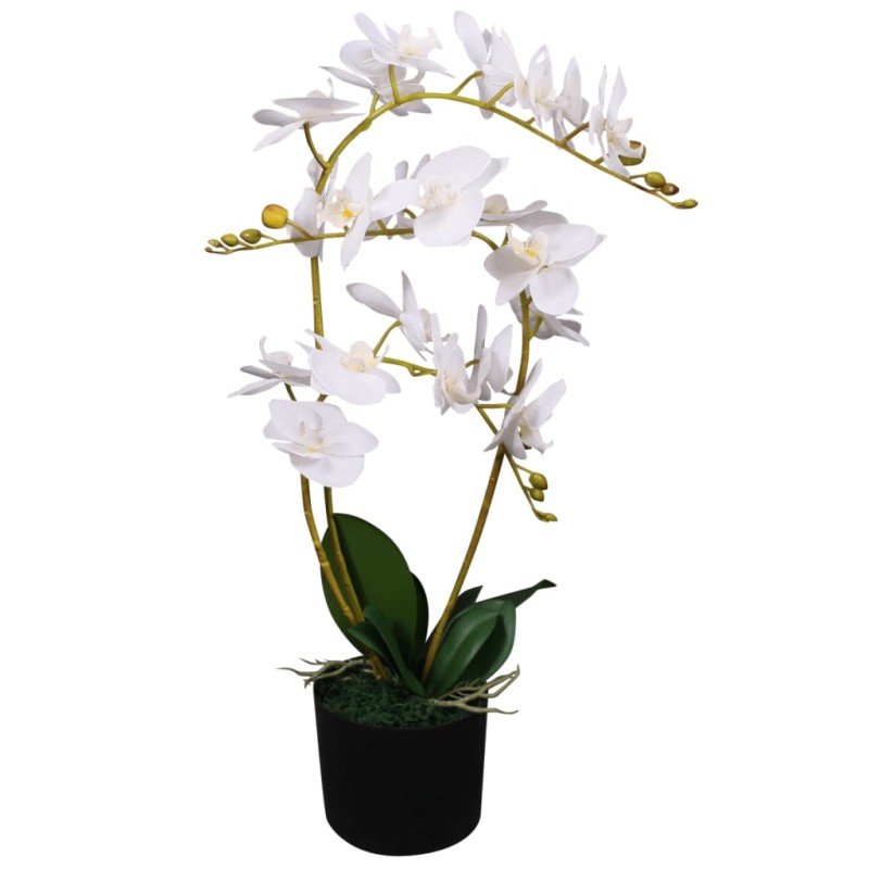 Planta orquídea artificial com vaso 65 cm branco-Flores sintéticas-Home Retail