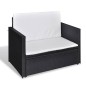 2 pcs conjunto lounge de jardim c/ almofadões vime PE preto