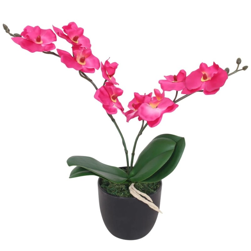 Planta orquídea artificial com vaso 30 cm vermelho-Flores sintéticas-Home Retail