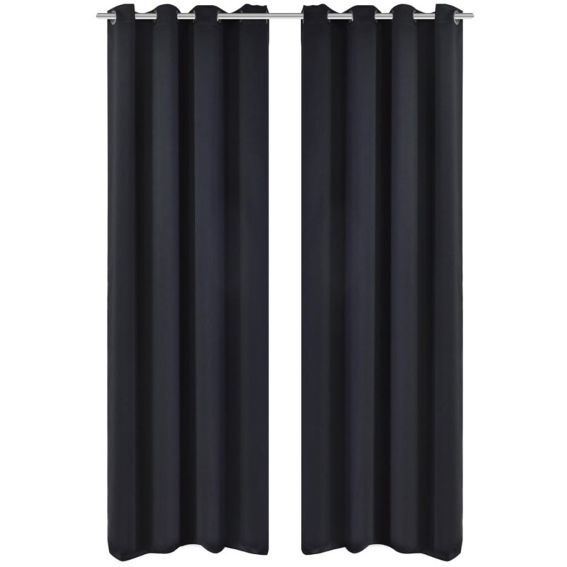 Cortinas blackout 2 pcs com ilhós de metal 135x175 cm preto-Persianas e cortinas-Home Retail